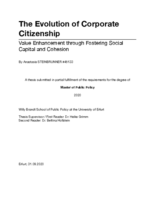 graph_publication_The Evolution of Corporate Citizenship: Value Enhancement through Fostering Social Capital and Cohesion