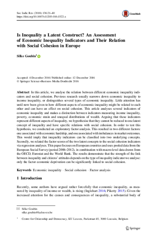 graph_publication_Is inequality a latent construct? An assessment of economic inequality indicators and their relation with social cohesion in Europe