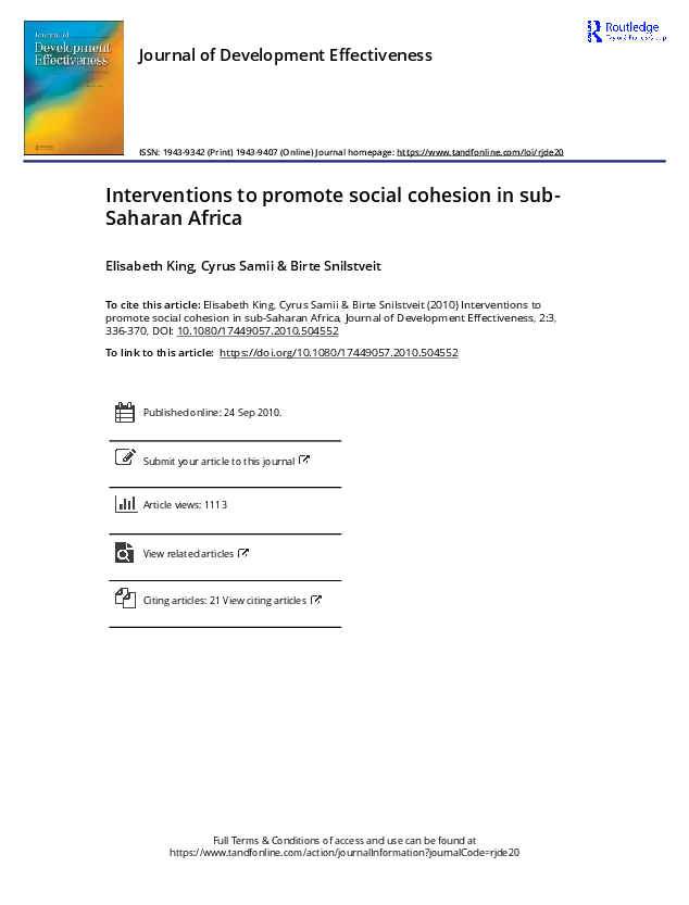 Publication_2010_Elisabeth King, Cyrus Samii, Birte Snilstveit