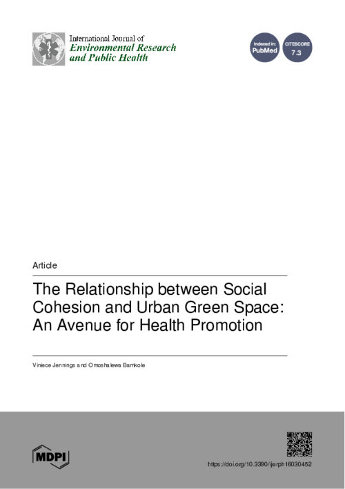 graph_publication_The Relationship between Social Cohesion and Urban Green Space: An Avenue for Health Promotion