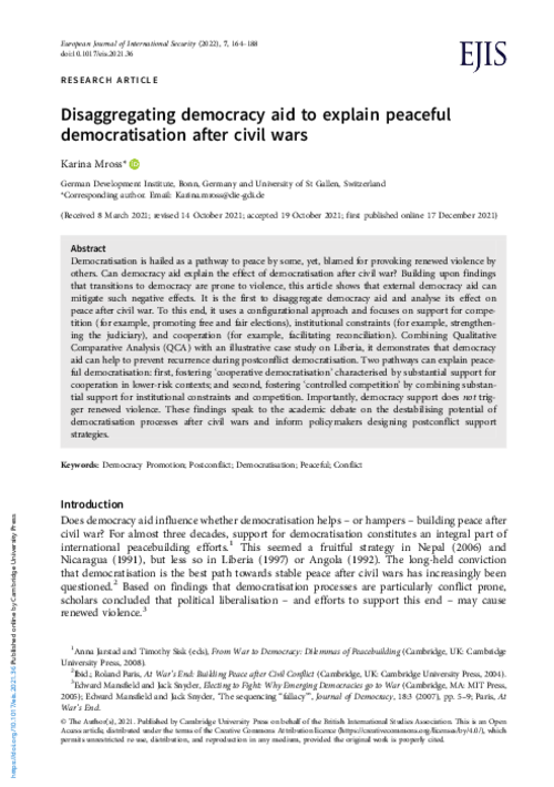 graph_publication_Disaggregating democracy aid to explain peaceful democratisation after civil wars