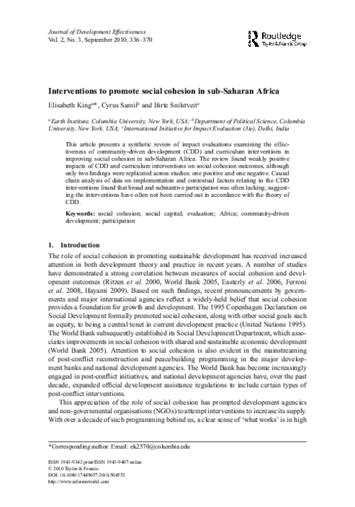 graph_publication_Interventions to promote social cohesion in sub-Saharan Africa