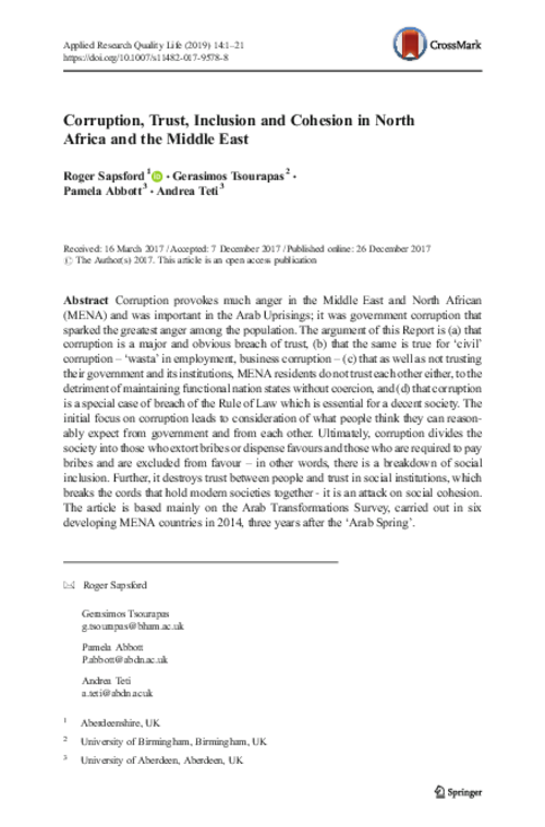 graph_publication_Corruption, Trust, Inclusion and Cohesion in North Africa and the Middle East