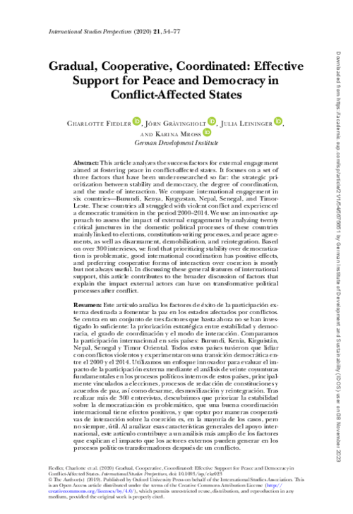 graph_publication_Gradual, cooperative, coordinated: effective support for peace and democracy in conflict-affected states
